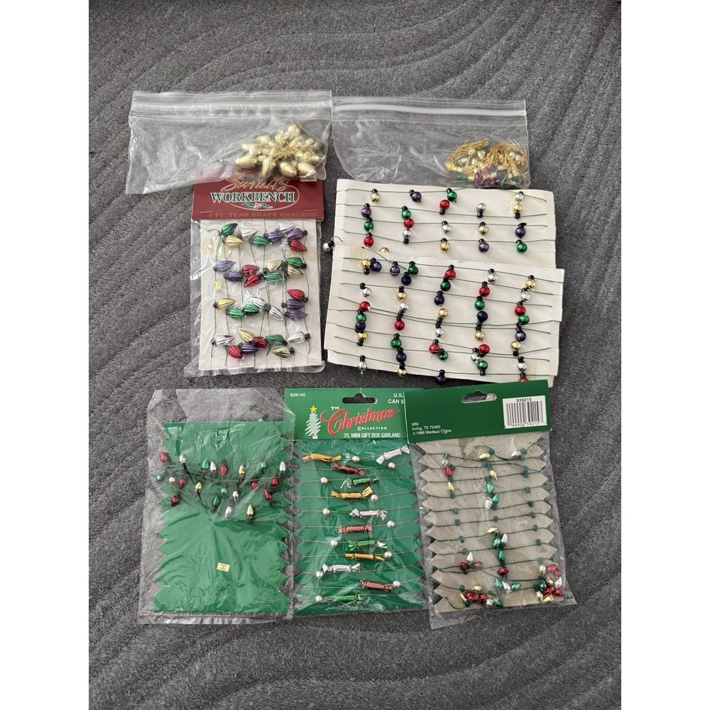 Vintage Mini Christmas Light Bulb Tear‎ Shaped Garland Multi-Color For Crafts